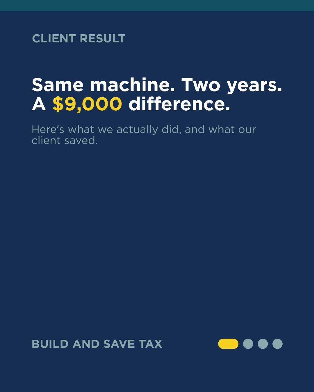 100% bonus depreciation is permanent now, so timing an equipment buy isn't about beating a deadline anymore. It's about which tax year the deduction is worth the most. 

Here's the same $90,000 machine in a strong year vs a slow one, and the ~$9,000 