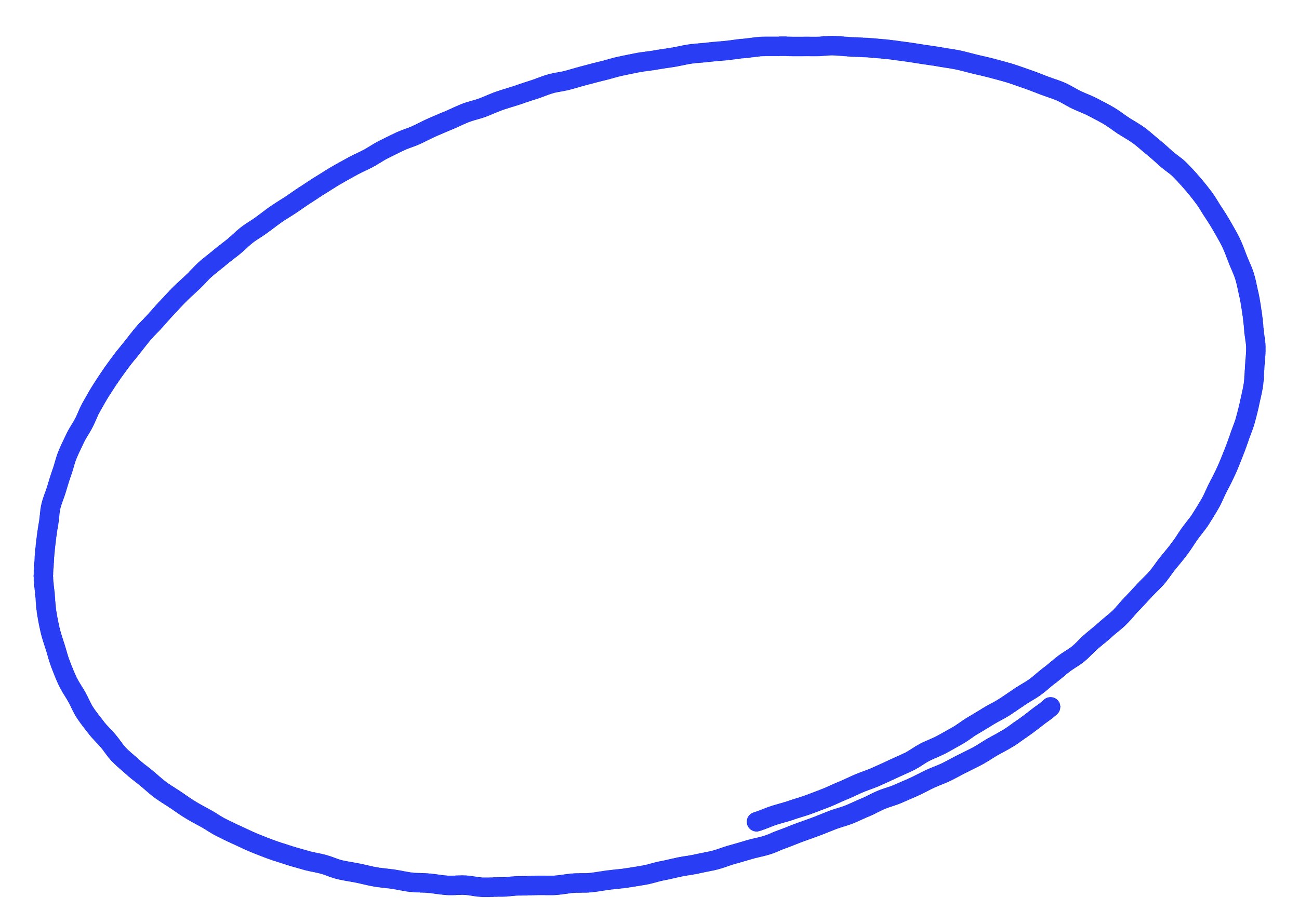 Simple blue hand-drawn oval shape