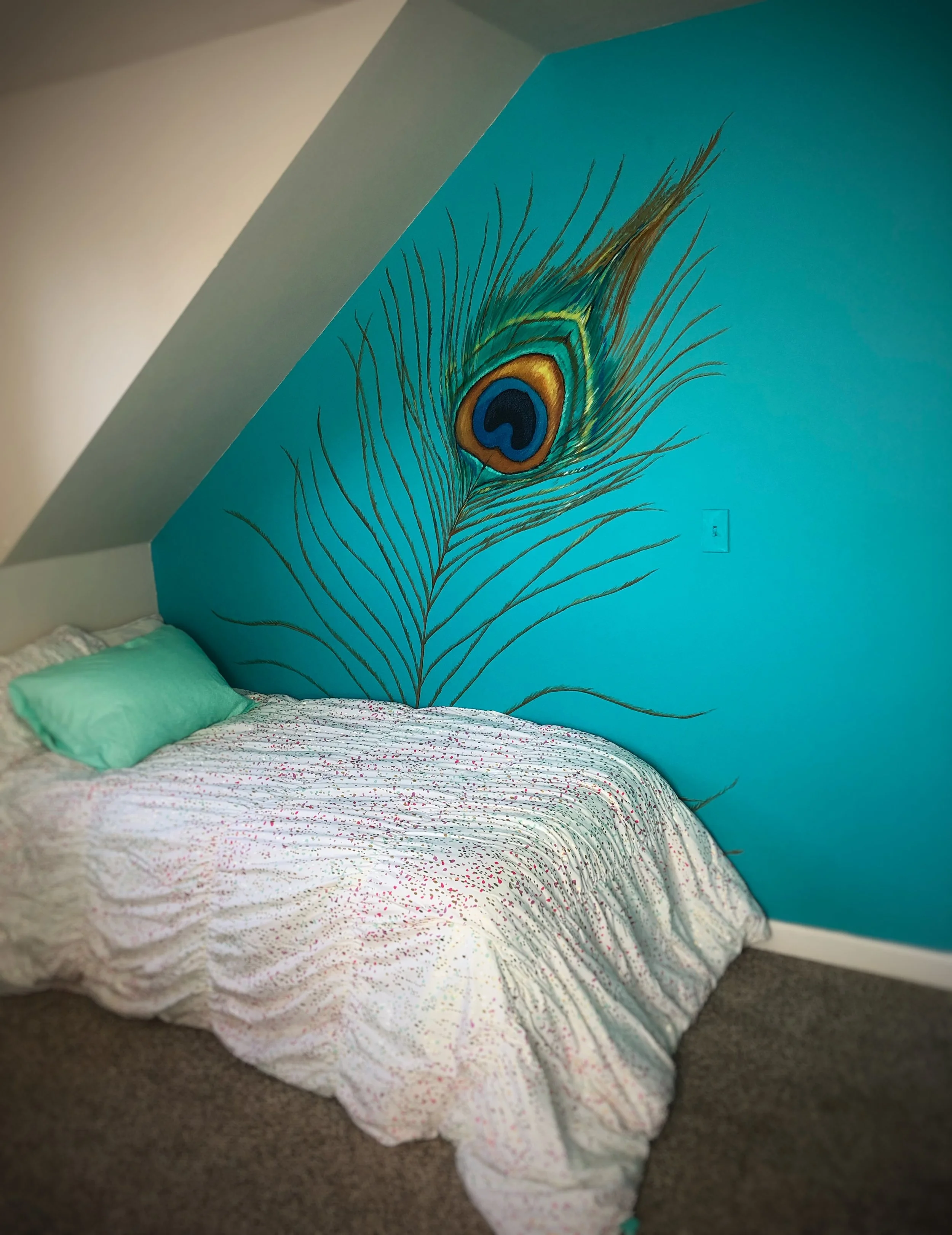Peacock feather mural