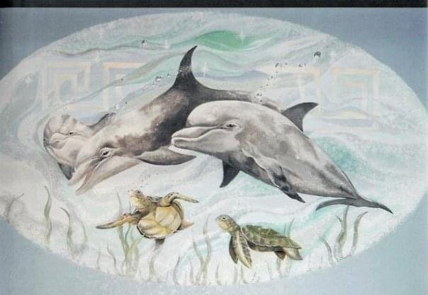 Dolphin turtle mural