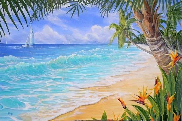 "Under Palm Light" Oil on Canvas