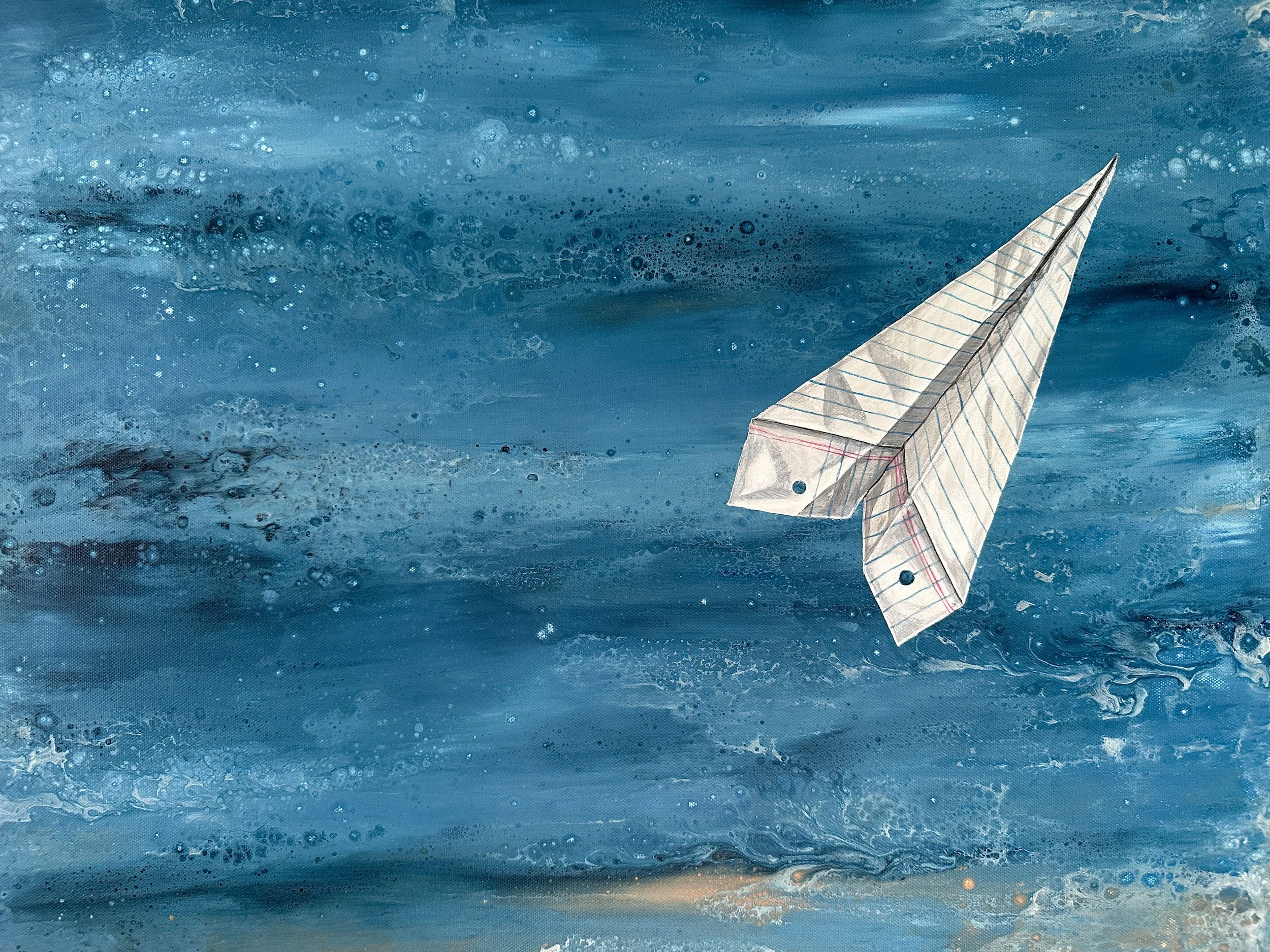 "Paper Airplane Memories" Acrylic on canvas