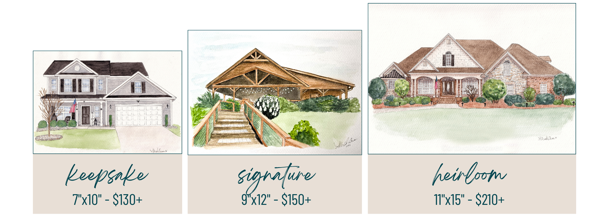 Watercolor home illustrations for commission with pricing structure. perfect for closing gifts, first home gifts, memories of past homes.