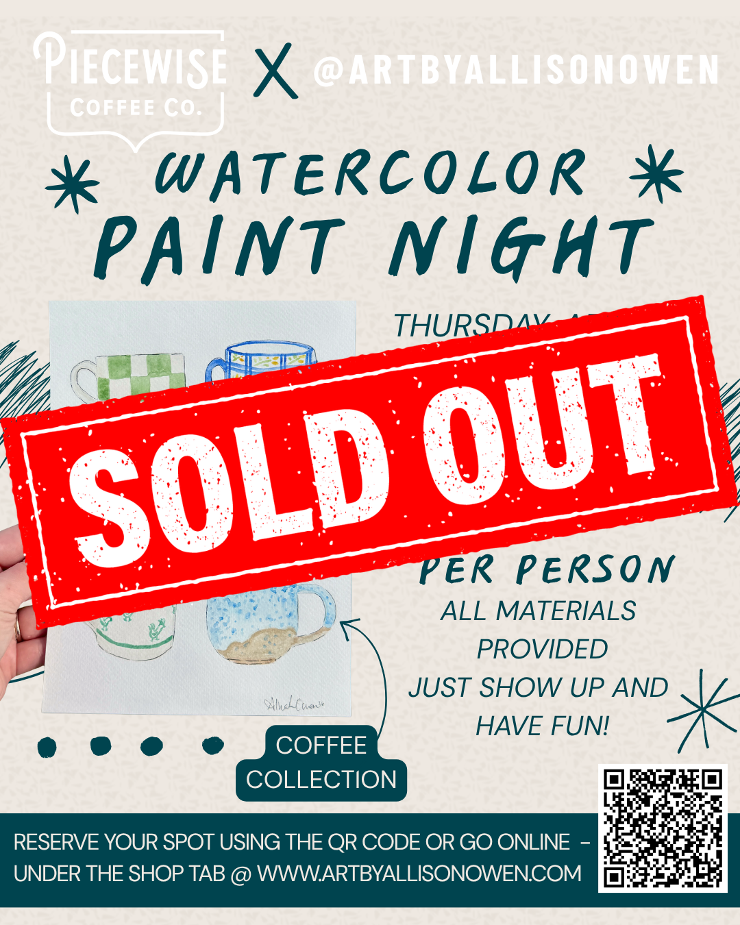 Watercolor Paint Night | Piecewise Coffee (Caycee)