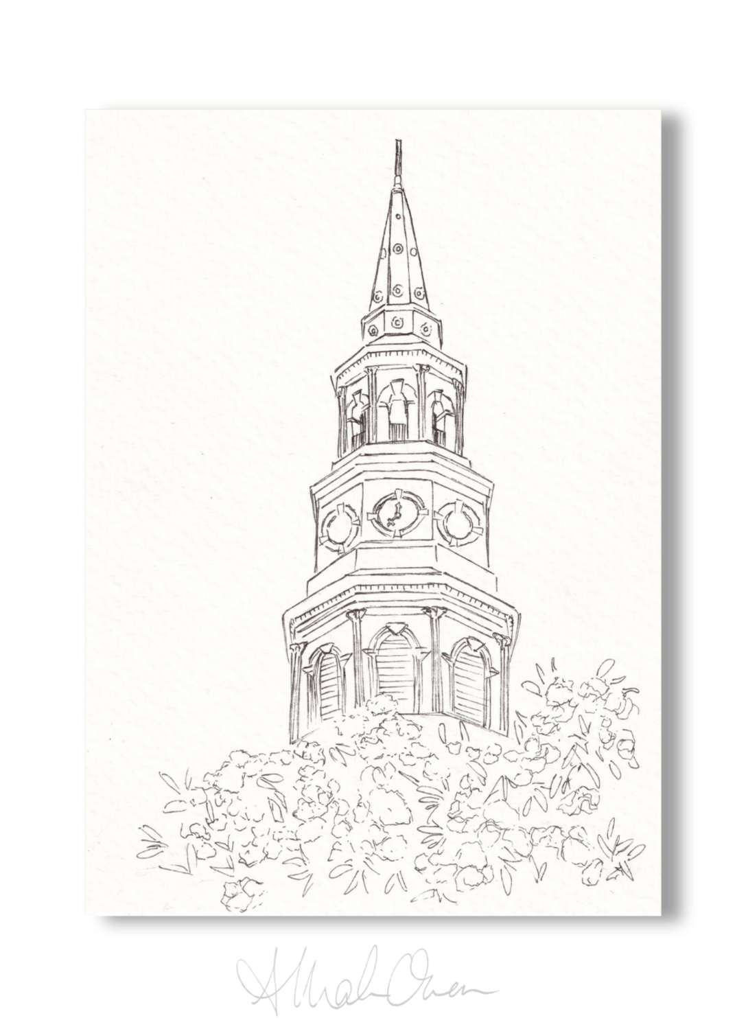 Charleston's St. Michael's Church Sketch