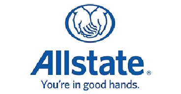 Allstate Insurance logo with hands encircling a smaller circle with tagline "You're in good hands"