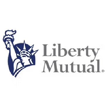 Liberty Mutual Insurance logo featuring a stylized depiction of the Statue of Liberty's torch and the company name.
