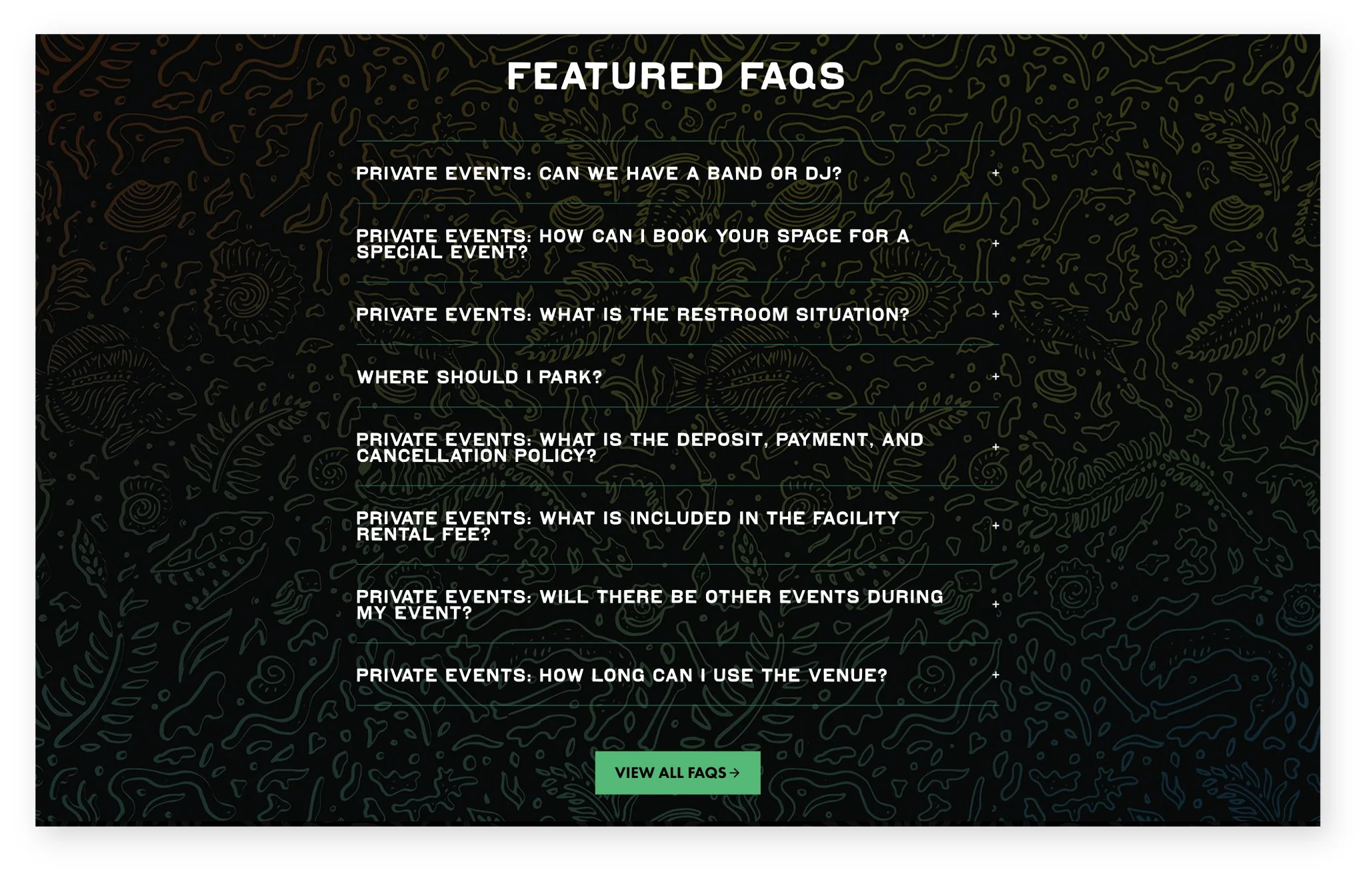 Slowpoke Studio’s redesign of Wiseacre Brewing Company: screen cap of new tonal of patterns in use on the website.