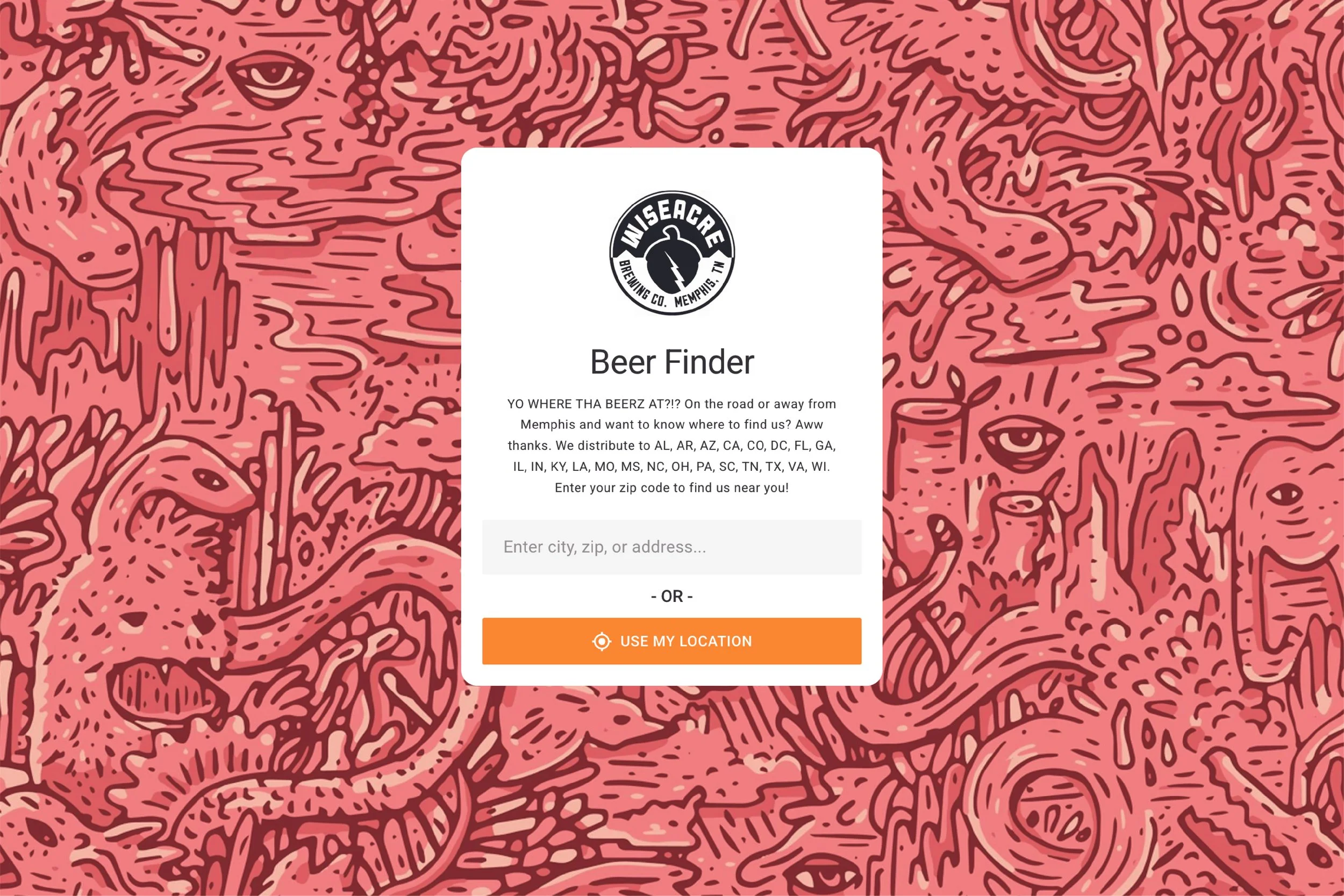 Beverage finder helping customers find Wiseacre products nearest them
