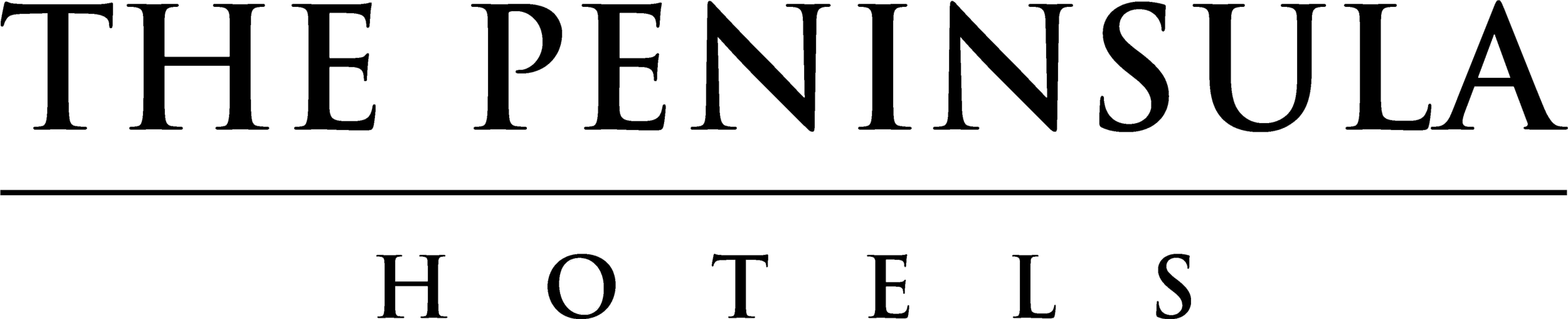 The Peninsula Hotels logo in black text on a transparent background.