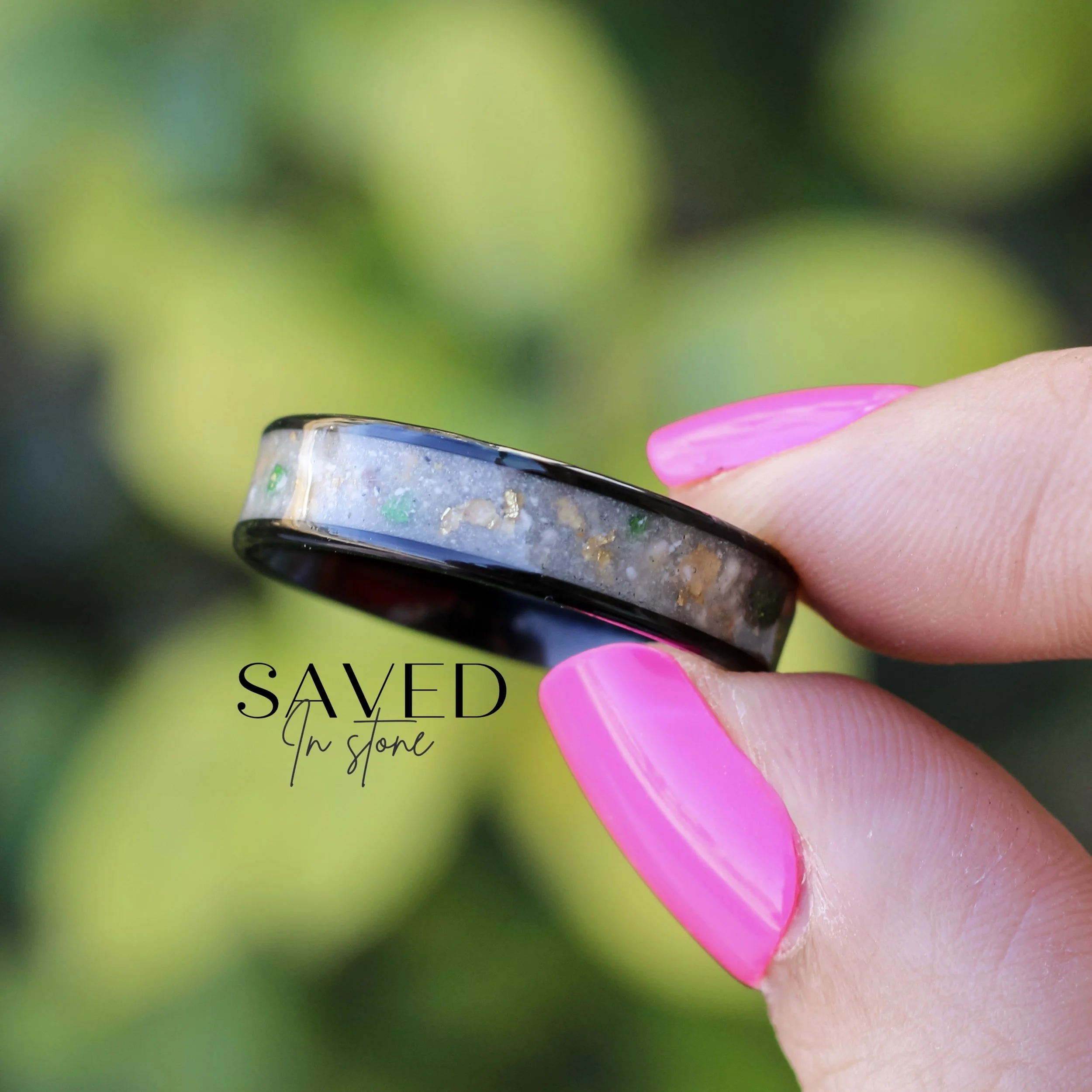 ASHES WITH GOLD FLAKES AND GREEN CRUSHED GLASS