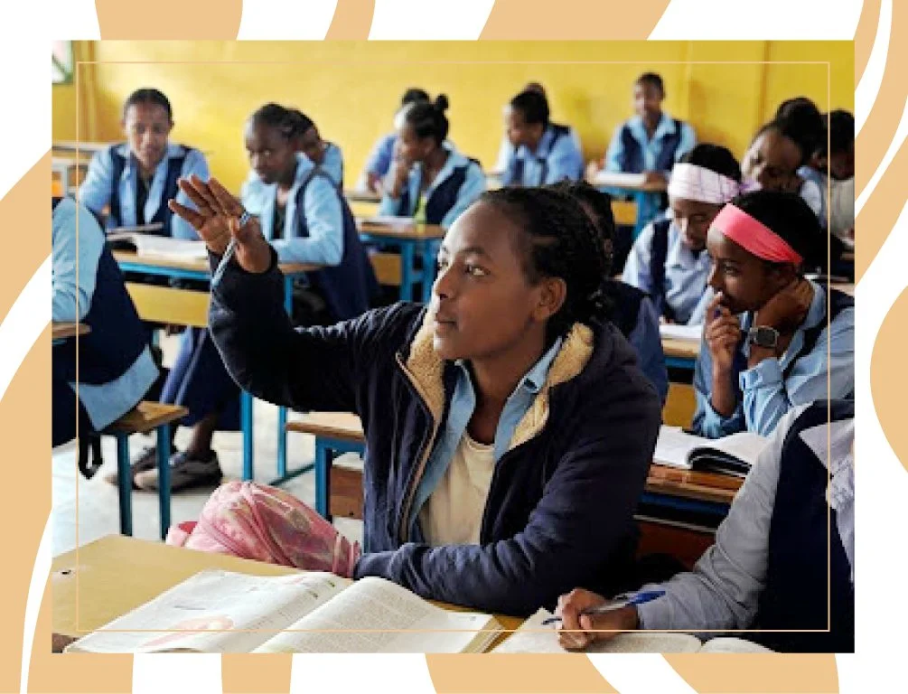 Athletic Scholar Bethelehem raising her hand in class