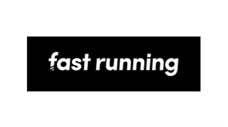 Fast Running logo in white text on black background
