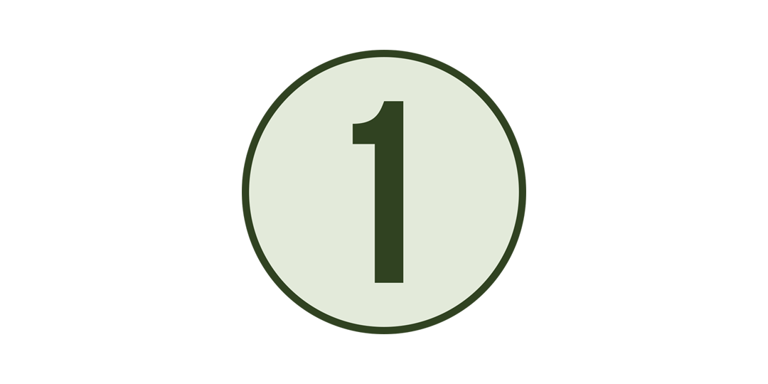 A circular sign with the number 1 inside, styled in green.