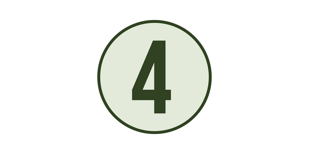 Number 4 inside a light green circle with a dark green border.