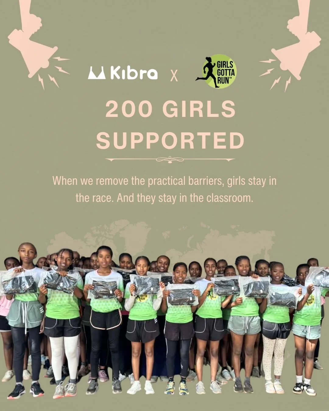 Every scholar in GGRF&rsquo;s program receives a full sports kit: Running shoes. Shirt. Shorts. Socks. And yes, a properly fitted sports bra! Because without the right support, running can be painful and discouraging. With it, girls can move freely, 