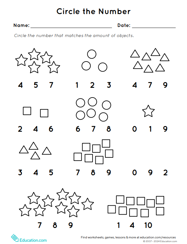 Kids Activity circle the number