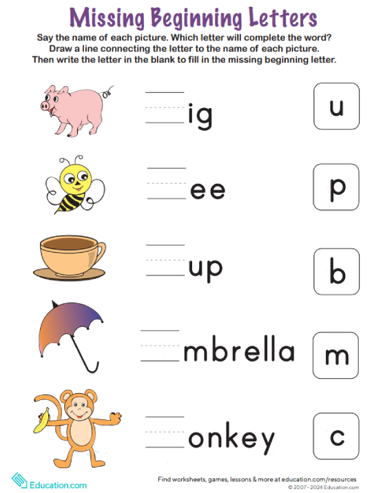 Missing Beginning Letters