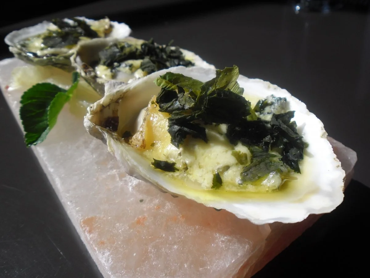 Bluff Oysters au gratin with Wakame and blue cheese