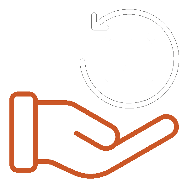 A symbol showing a hand returning money representing the teacher and veteran rebates offered by Treeline Roofworks