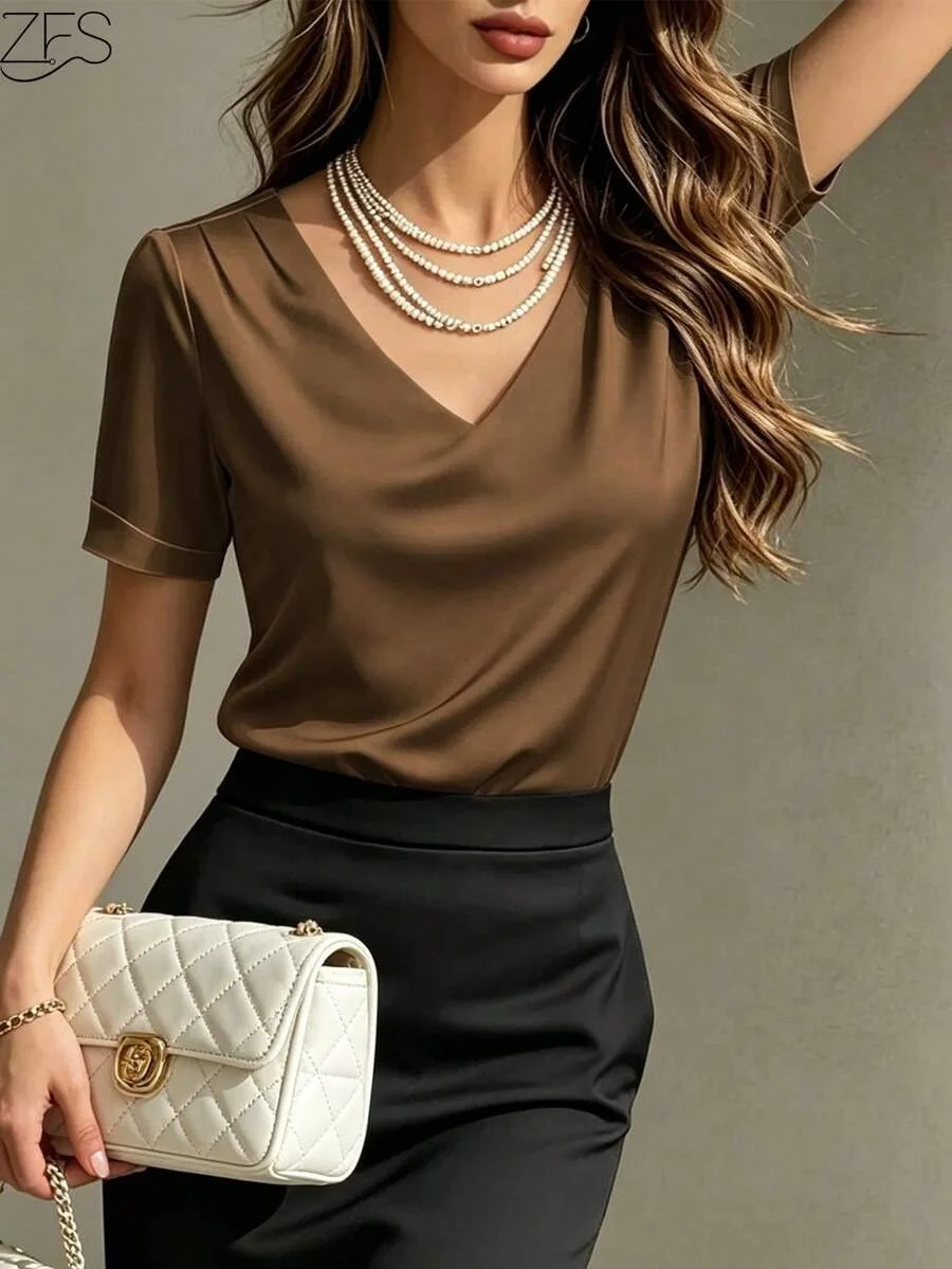 Áo lụa cổ tim tay lỡ - 130k