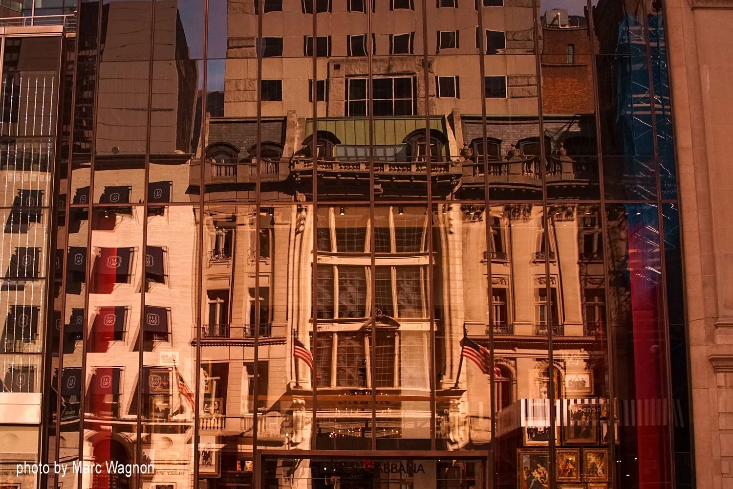 Reflection of building on fifth avenue in Manhattan