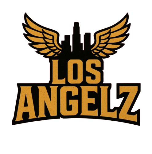 Logo of Los Angeles Lakers featuring stylized wings and bold text.