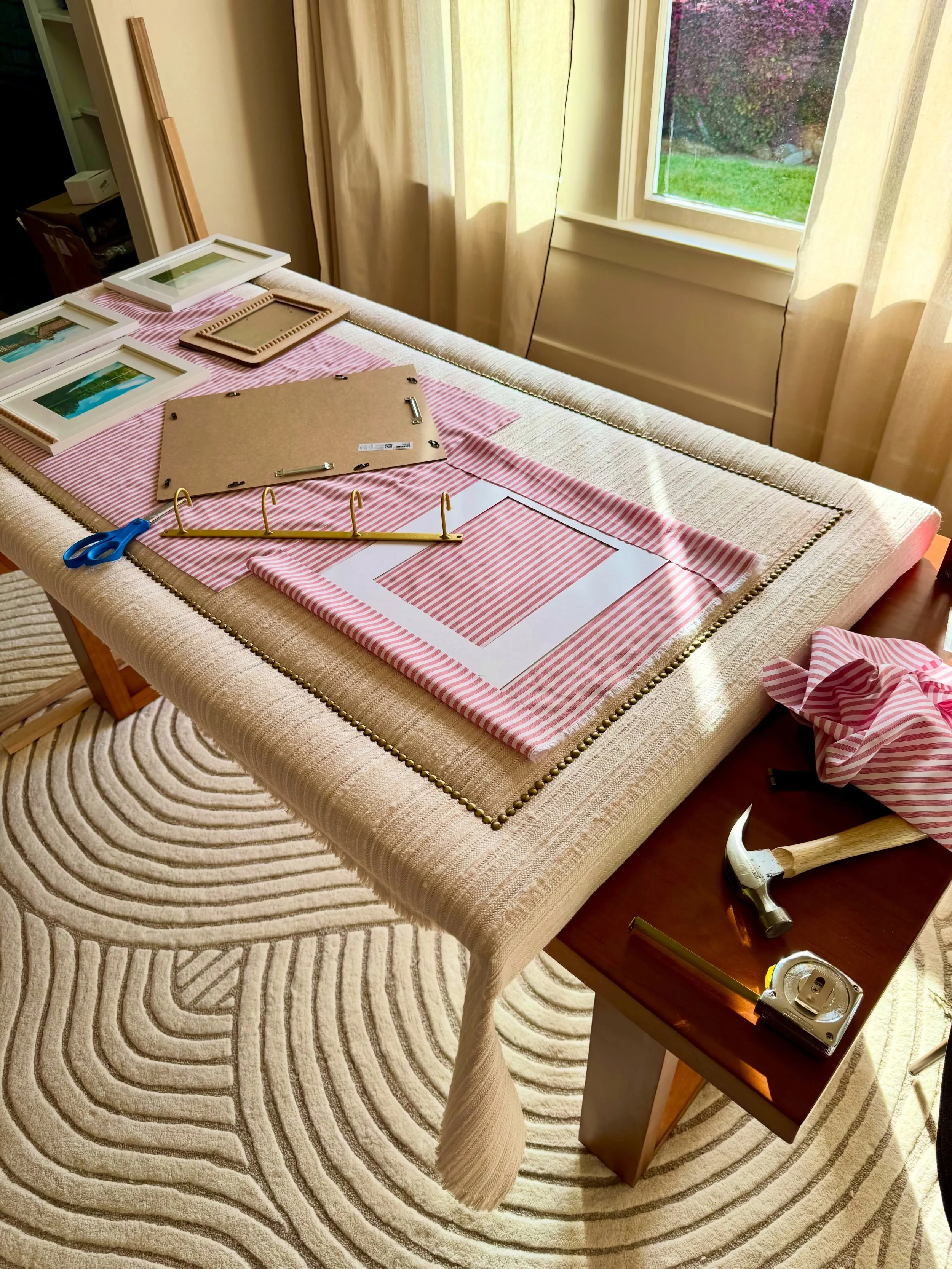 You know it&rsquo;s crafting season when I wake up to our dining room table in complete chaos. But isn&rsquo;t that the magic of it all? 🥰✨

Today&rsquo;s tasks: 1. Finish picture frames (bead trim and spruce up photo mats), repurpose lamp base and 