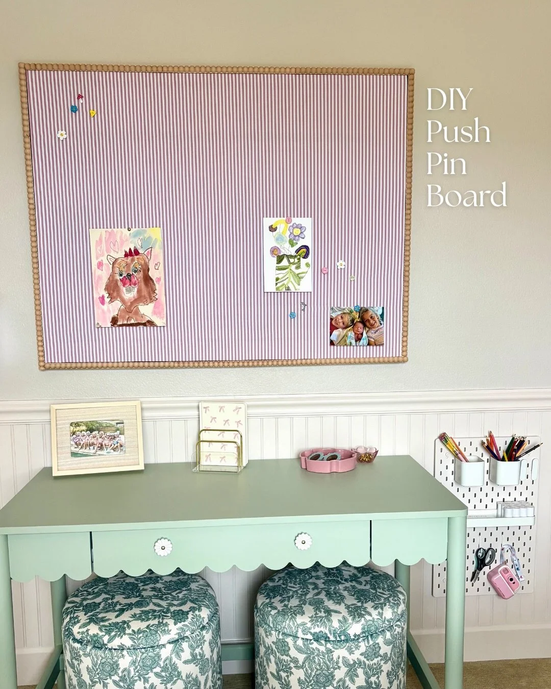 A custom push pin board that&rsquo;s as pretty as it is functional ✨🩷

You loved the reel, so I turned it into a step-by-step tutorial on the blog&mdash;complete with the full list of materials and tools I used to make this cutie.

I can&rsquo;t dec