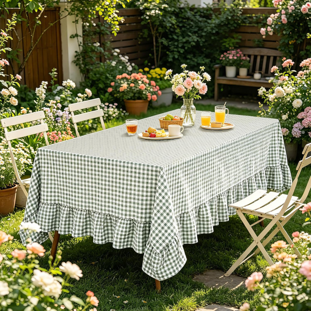 Green Gingham Tablecloth