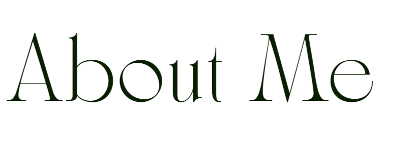 Text that reads 'About Me' in green and black font.