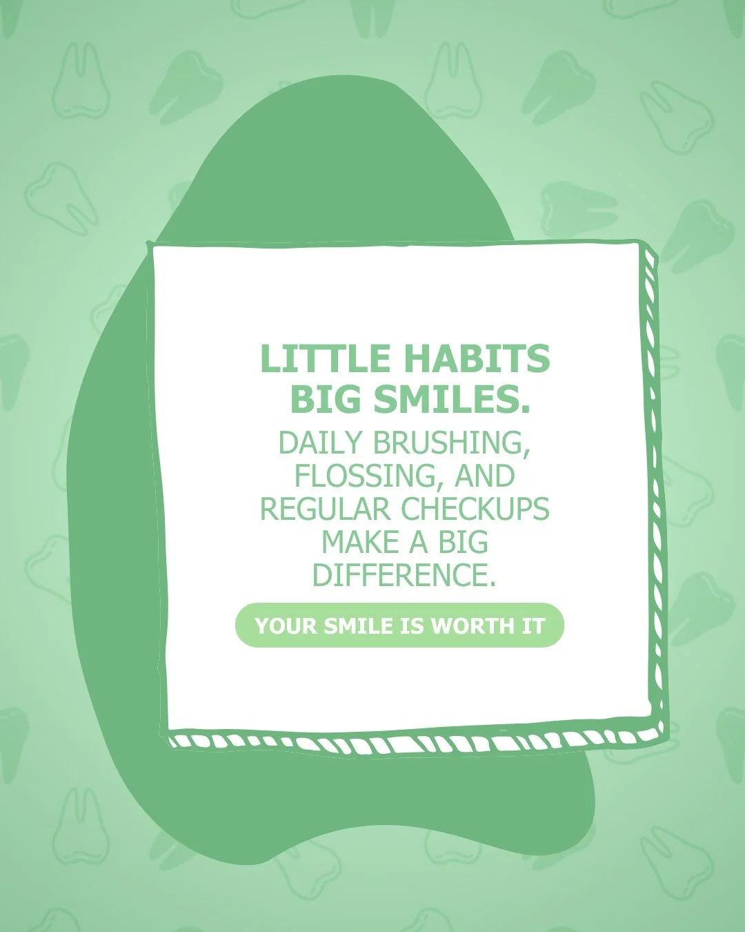 Small daily habits lead to big, healthy smiles.
Brush, floss, and don&rsquo;t forget your regular checkups.😄🦷