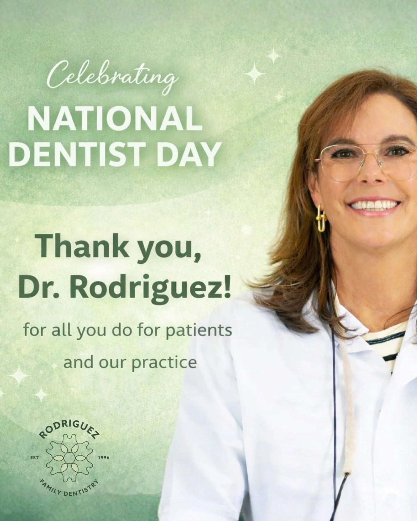 A great smile starts with a great dentist. 🦷

Today we celebrate Dr. Rodriguez and the passion she brings to caring for our patients and our community.

Thank you for everything you do to keep our smiles healthy and bright.

Happy National Dentist D