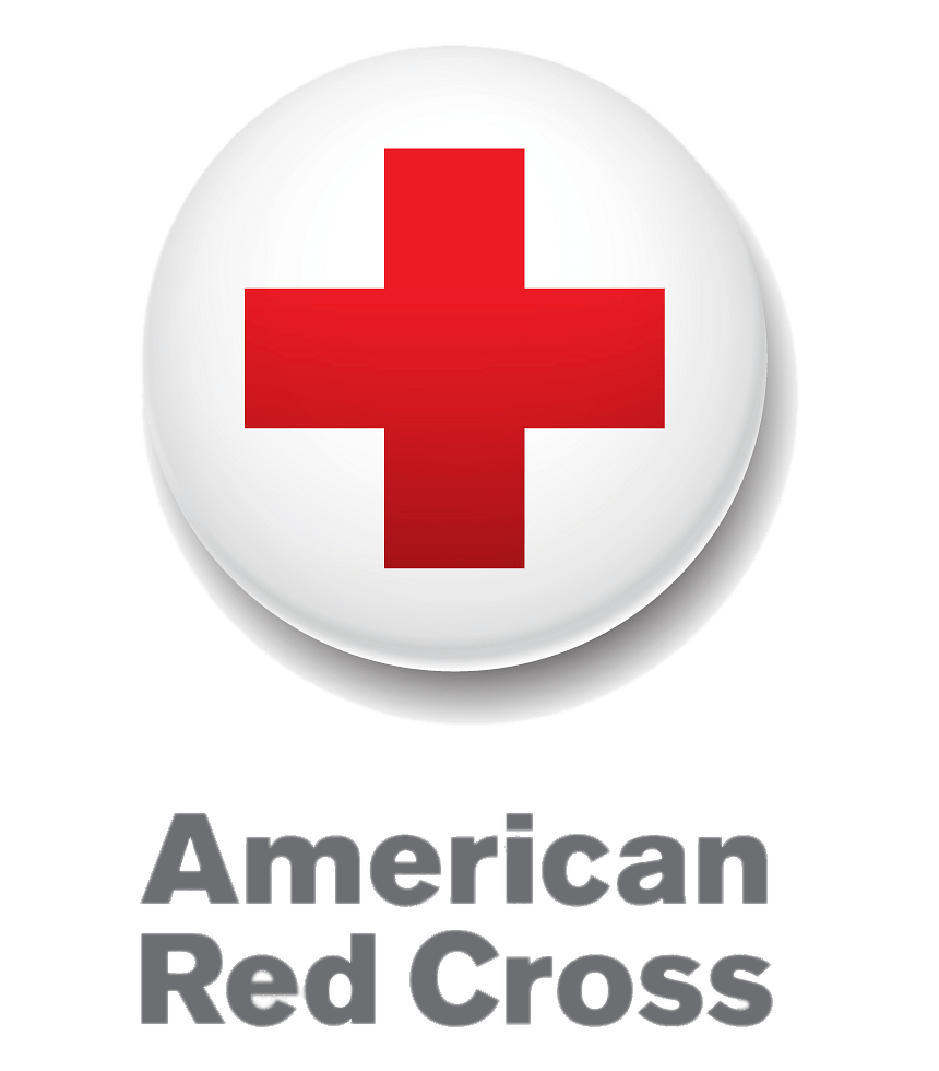 Logo of the American Red Cross featuring a red cross inside a white circle with a gray shadow, and the text "American Red Cross" in gray below.