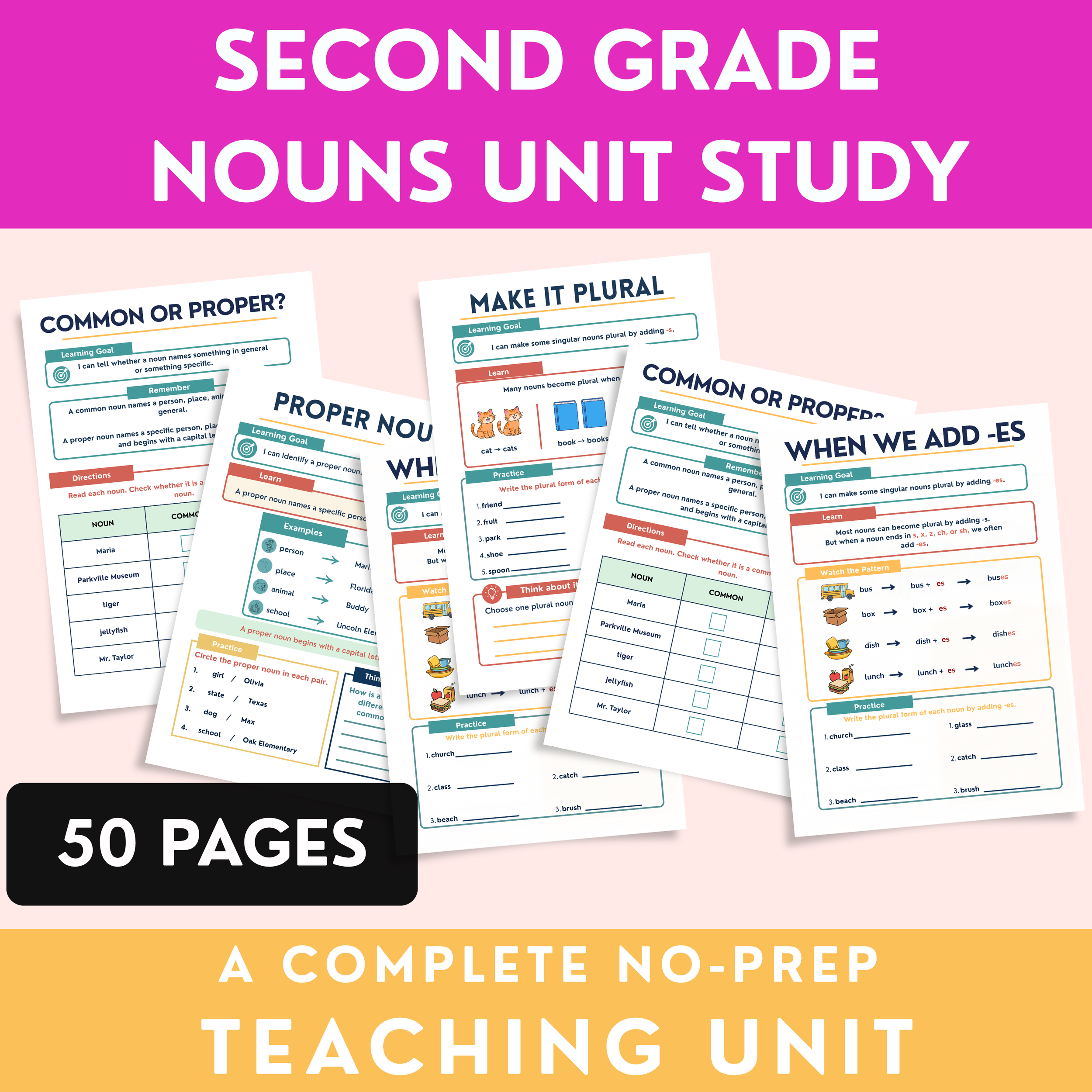 2nd Grade Nouns Unit Study | No Prep Grammar Teaching &
