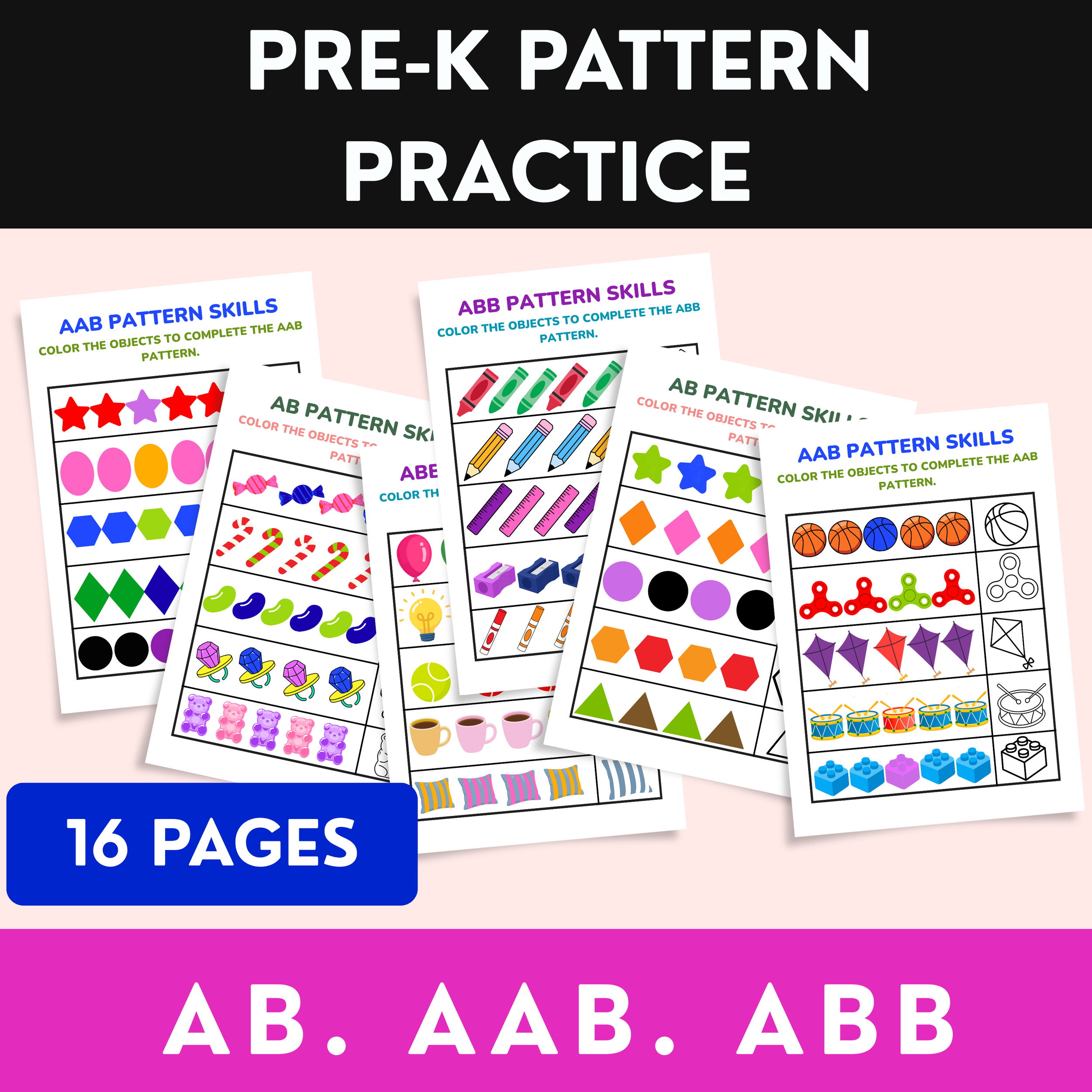 Patterning Activities for Preschool | AB, AAB, ABB Patterns