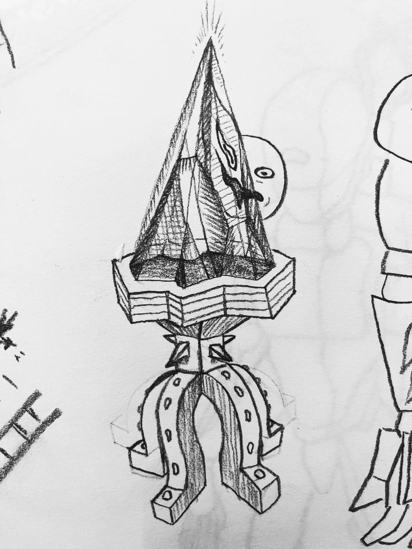 Idea sketch for a larger scale airbrush painting&hellip;.swipe to see me try to wrap my feeble brain around these table legs 🥴