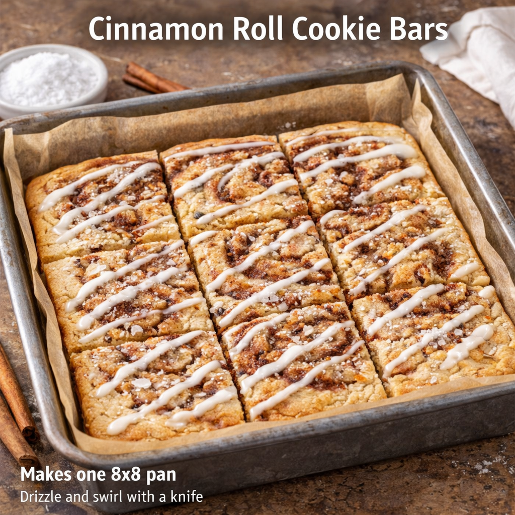 Cinnamon Roll Cookie Bars