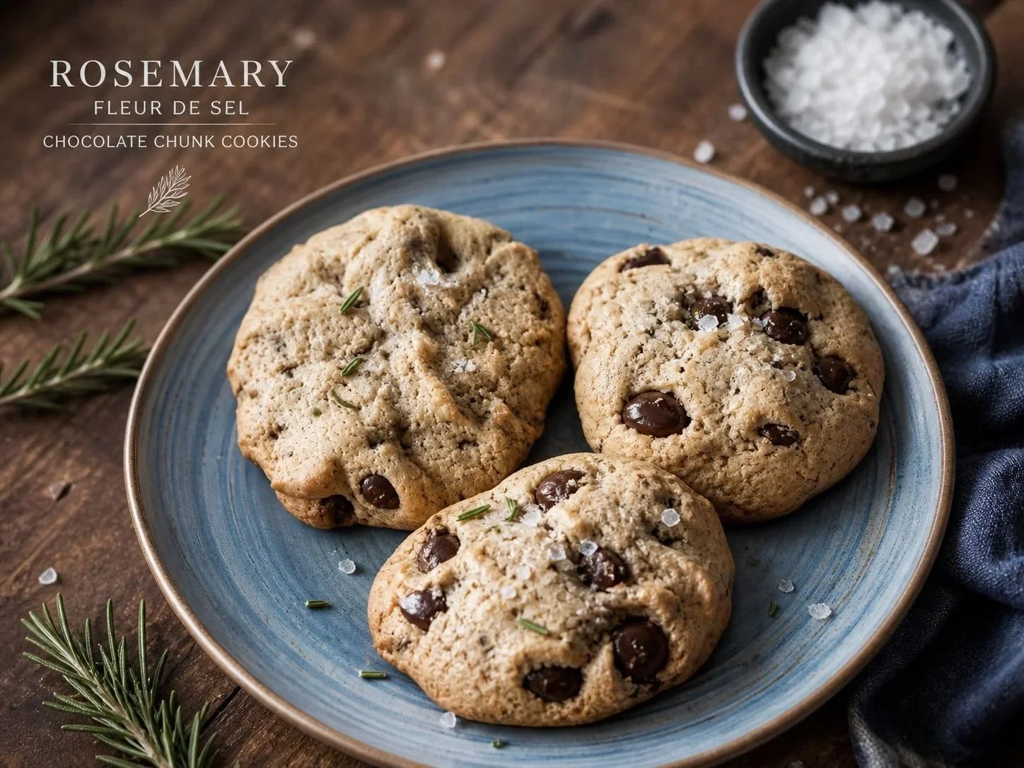 Rosemary Double Chocolate Fleur de Sel Cookies