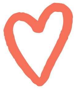 A red hand-drawn heart outline on a black background.