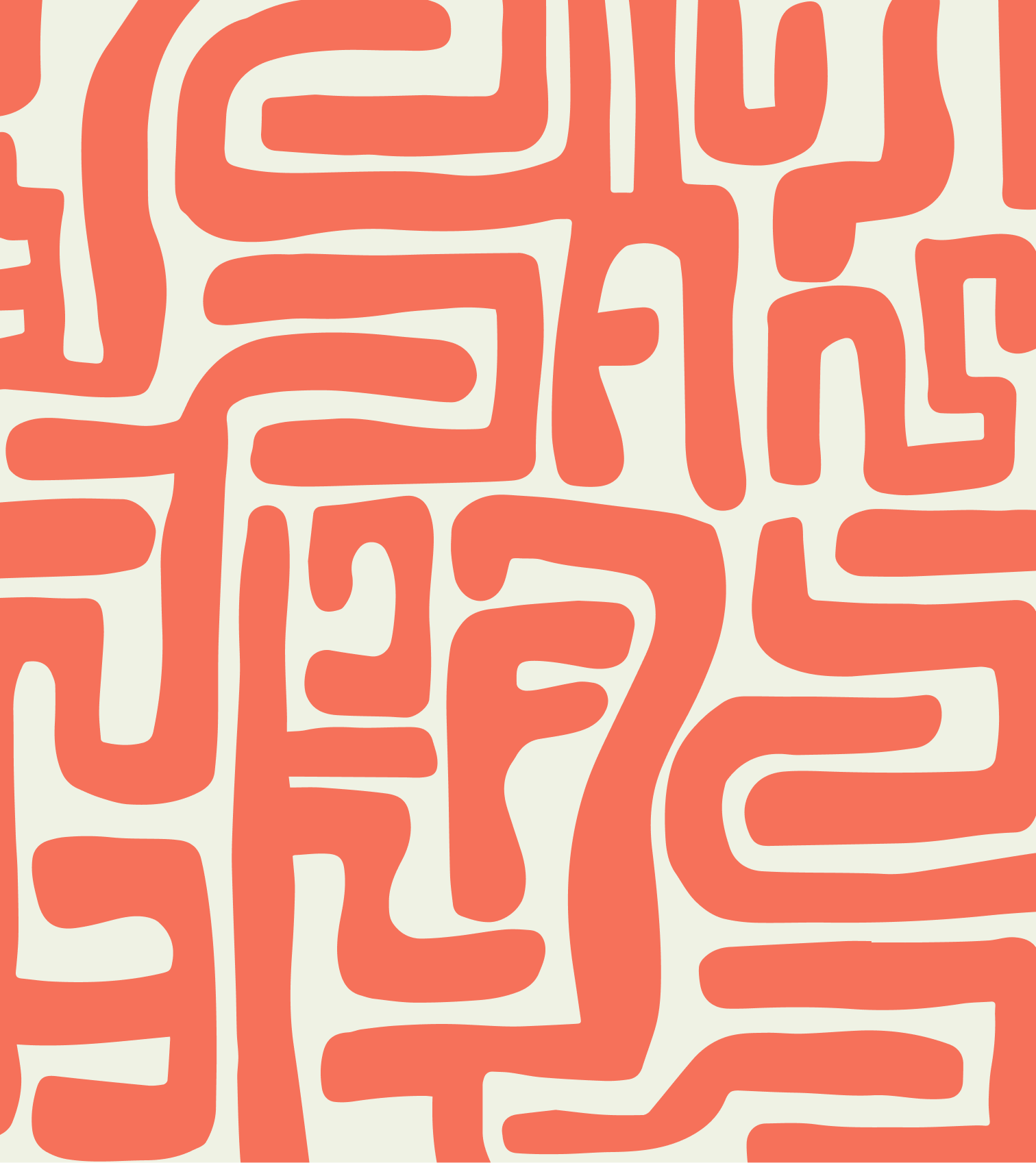 Abstract pattern with coral-colored curvy lines on a cream background.