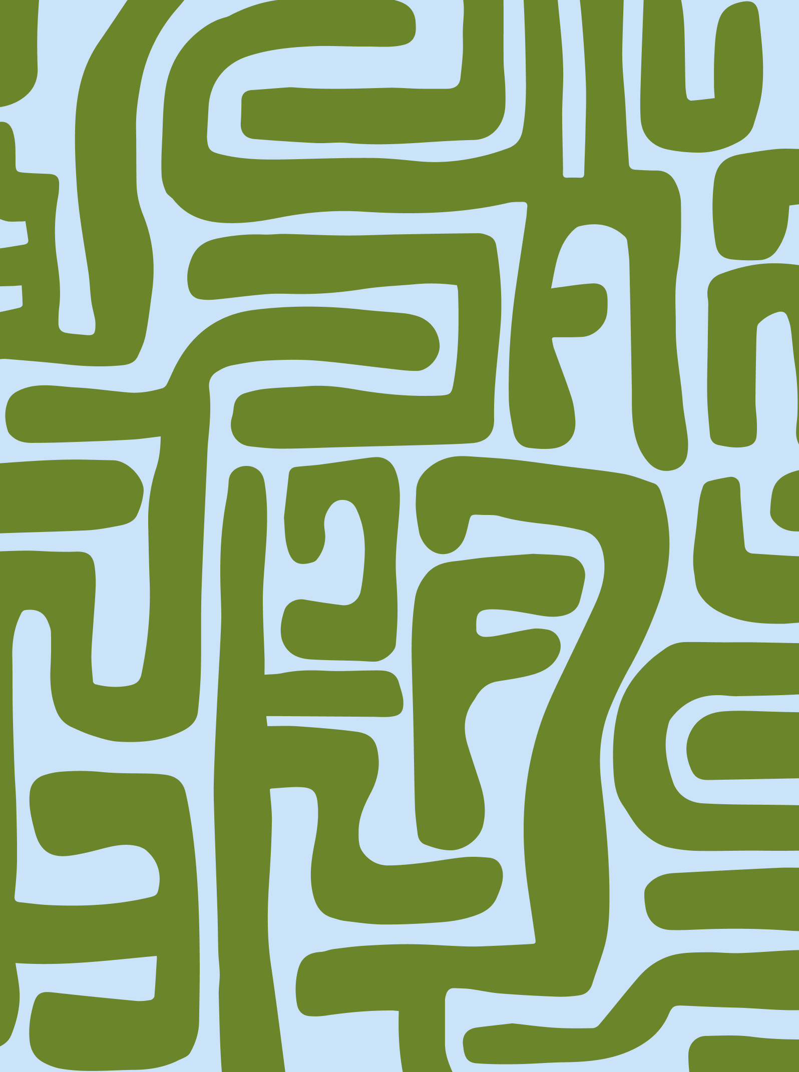 A maze with green walls and a light blue background.