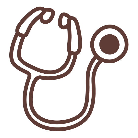 Outline drawing of a stethoscope.