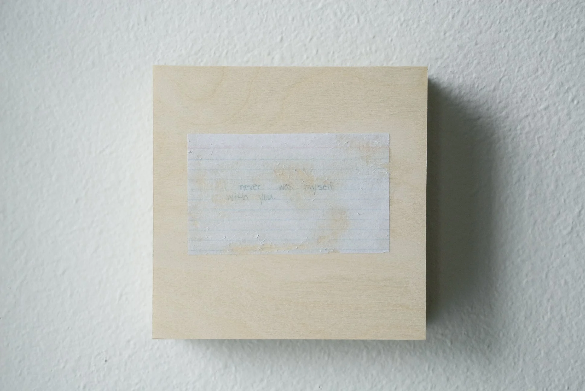 Myself, 6x6, index card on wooden panel