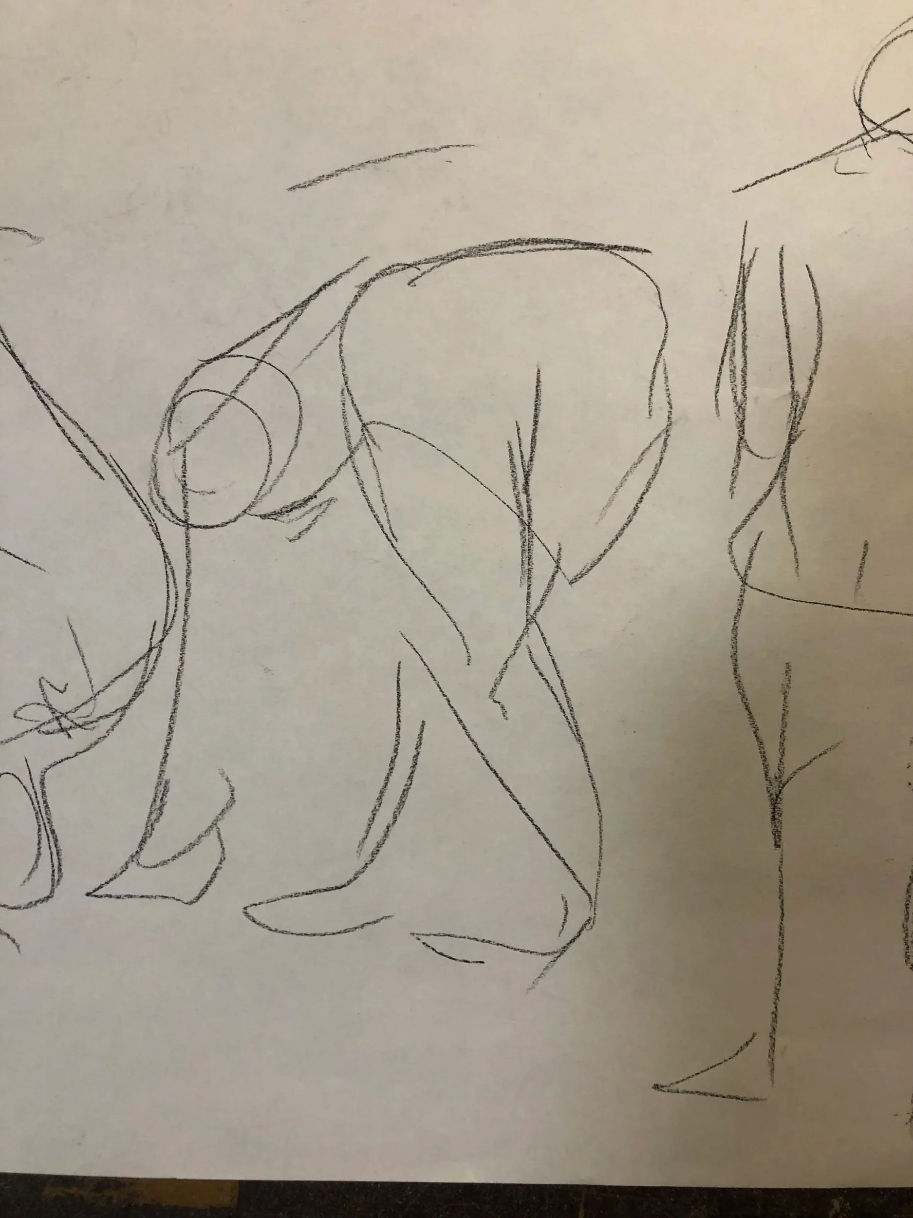 Gesture (2024), 3'x 4', Charcoal on Paper