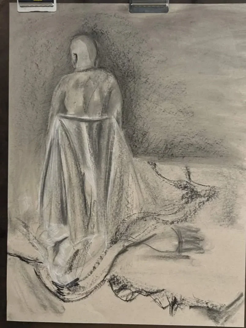 life study, exercise in mood (2026), 18' x 24', charcoal on paper