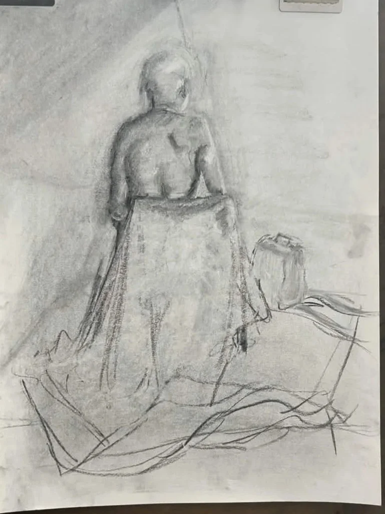 life study, exercise in mood (2026), 18' x 24', charcoal on paper