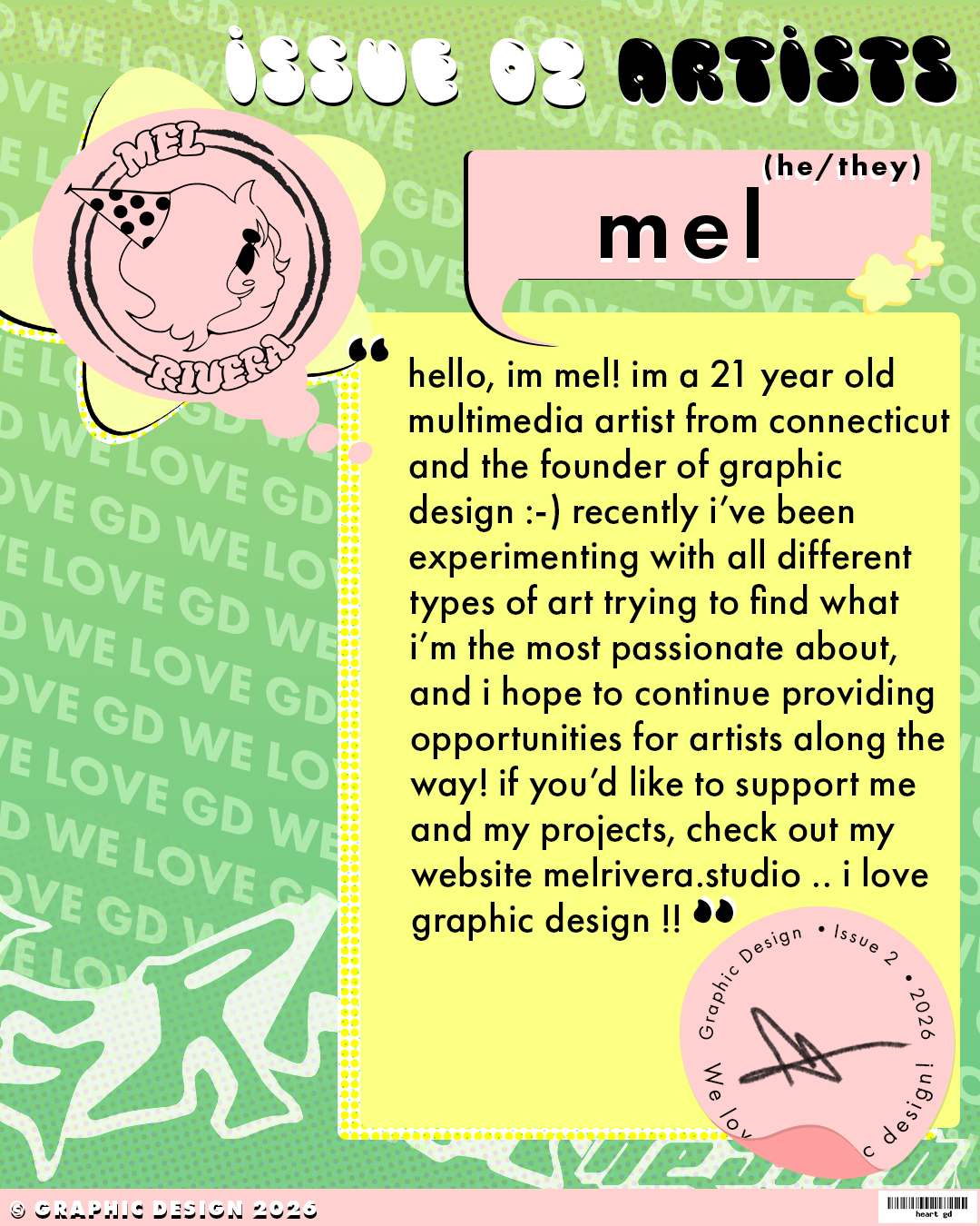 graphic design issue 02 artist intro template, 2026, 1080x1350 px, adobe photoshop + illustrator