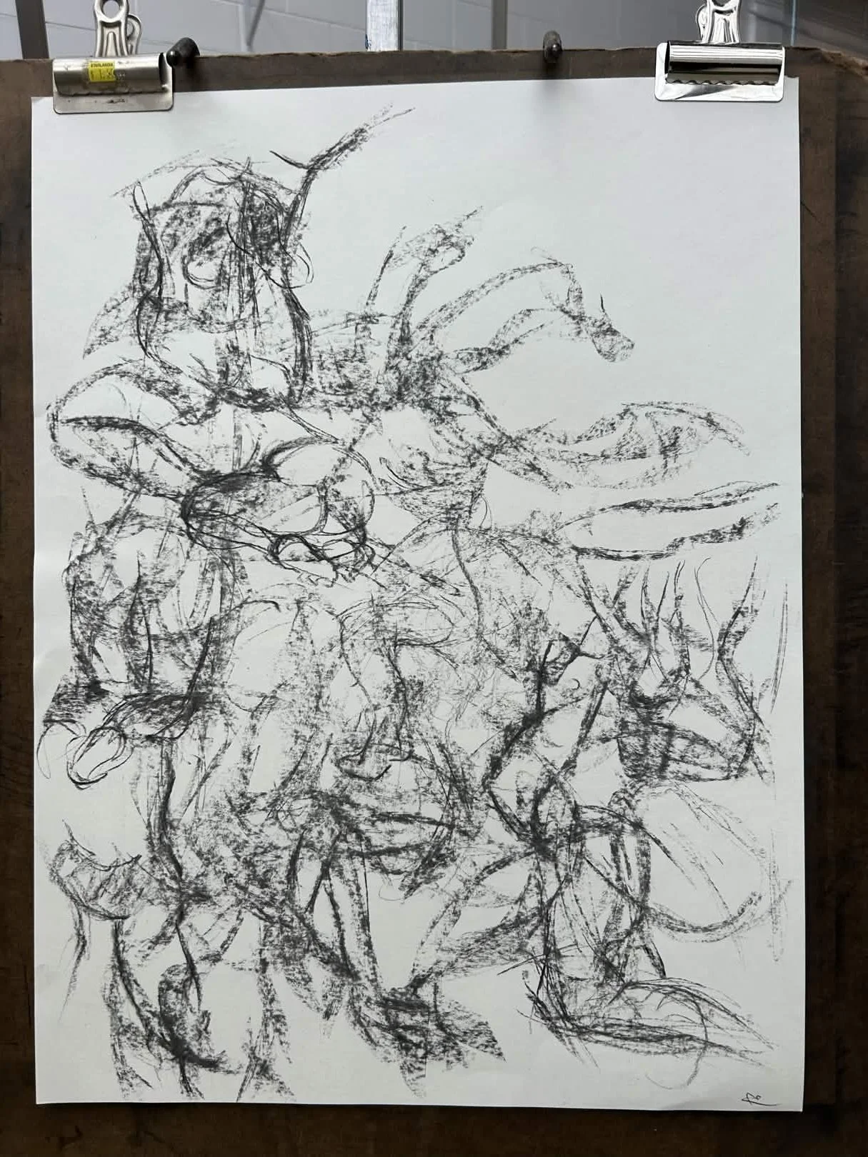 constant motion study (2026), 18' x 24', charcoal on paper