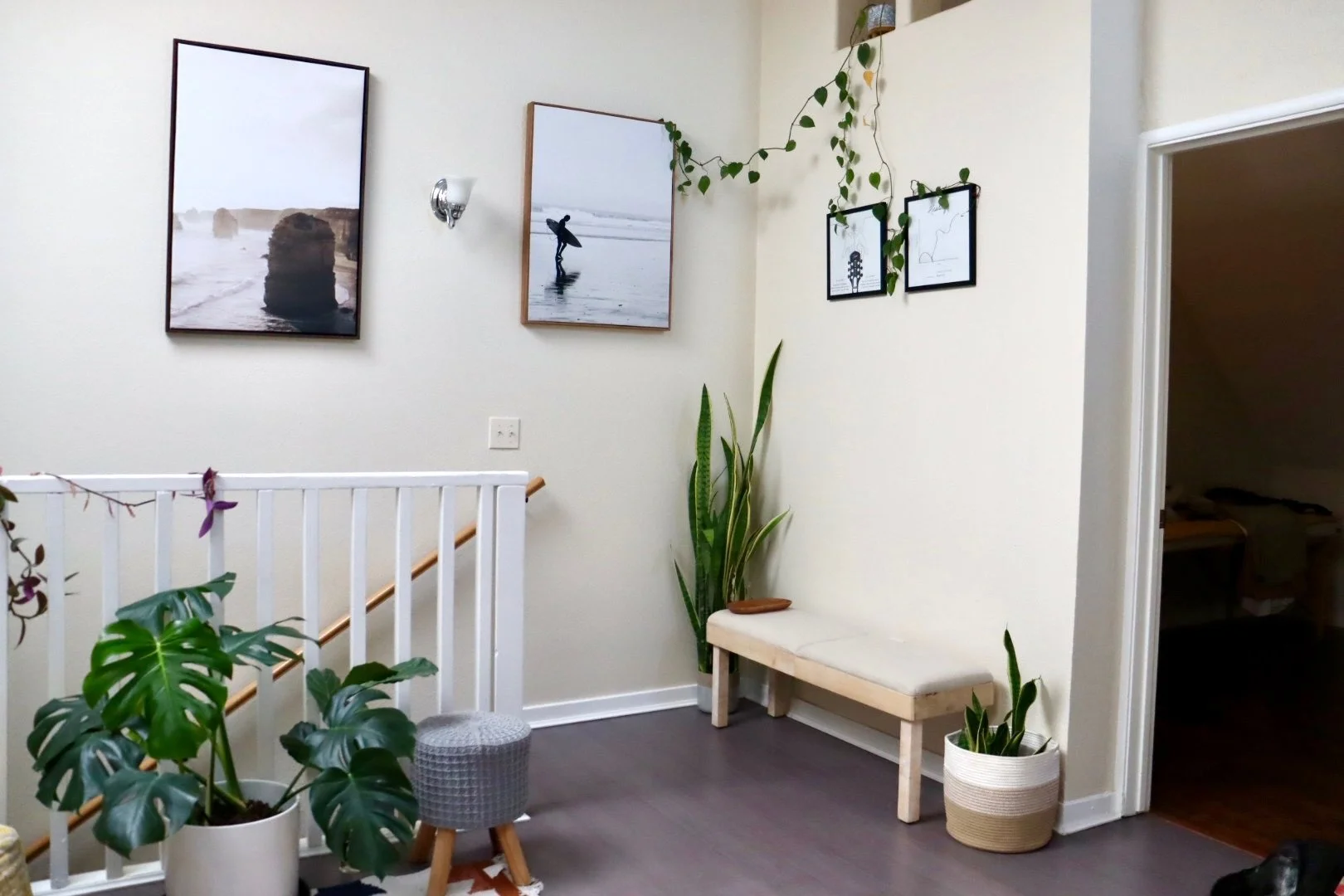 Cozy waiting room at Rhythm Health & Performance chiropractic clinic in Santa Cruz — welcoming care for the whole family